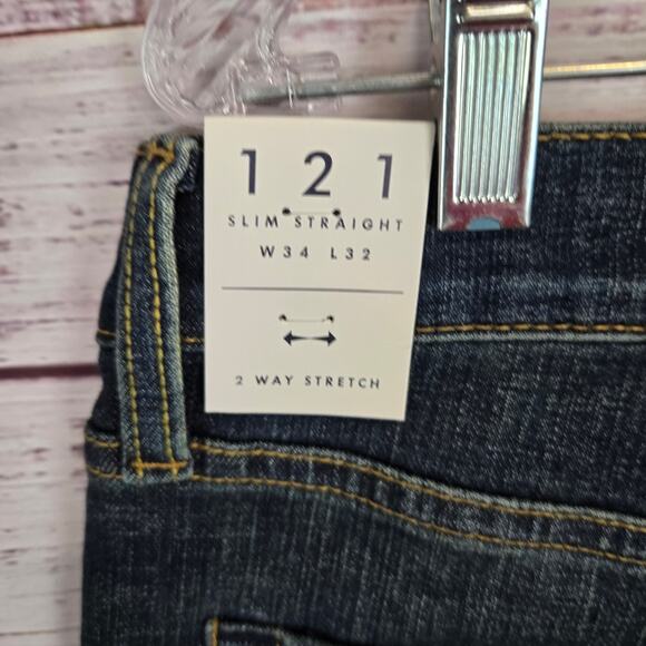 Lucky Brand Men's 121 Slim Straight Jeans 34X32 Faded Whiskered Denim Basic NWT - Picture 7 of 15